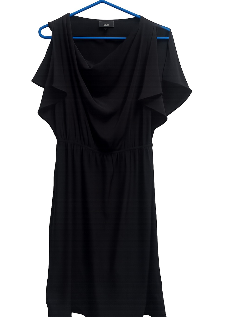 W118 Black Cowl Neck Flutter Sleeve Dress Size S